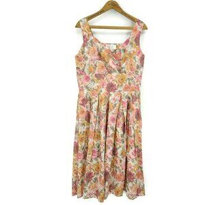 New Lazybones Floral Retro Dress Womens L Pinup Cotton